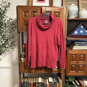 L.L. Bean Burgundy Cowl Neck Top
